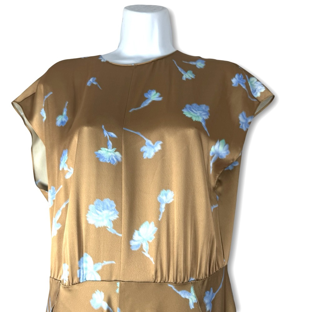 $495 Vince Womens Valentina Sea Carnation Cap Sleeve Long Dress Sz 6 - Picture 2 of 8